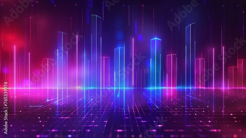 Abstract Background Neon Light Modern Illustration, Sci-fi Style with Glowing neon light,