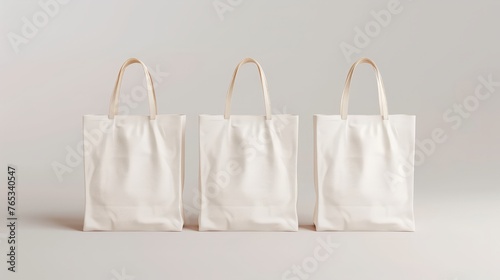 Canvas or tote bags made of of fabric and eco linen mockup. Cloth totebag with handle, white cotton reusable shopping pouch