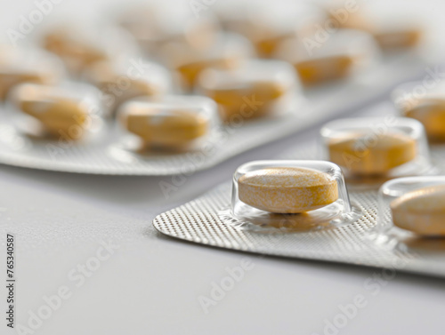 Blister Pack of Yellow Pills in Selective Focus