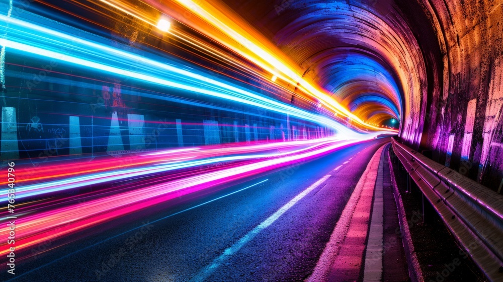 Colorful light trails, long time exposure motion blur effect Colorful light trails, long time exposure motion blur effect