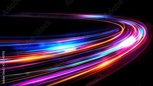 Colorful light trails with motion effect. of high speed light effect on black background.