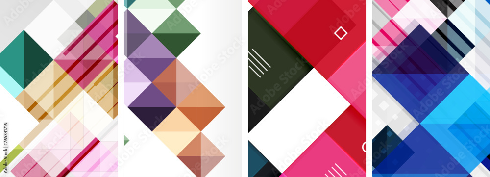 Set of colorful square posters business templates. Vector Illustration For Wallpaper, Banner, Background, Card, Book Illustration, landing page