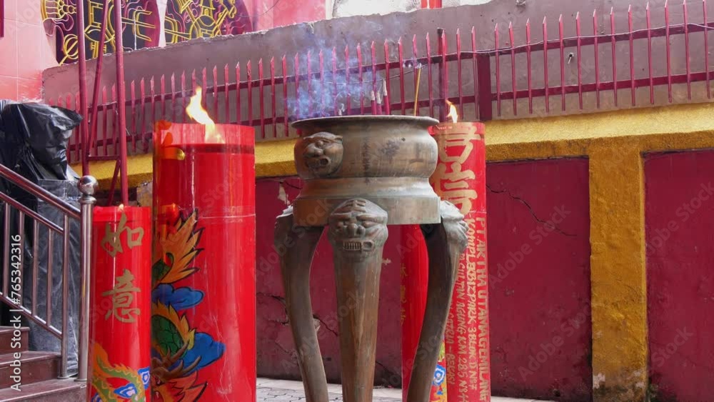 Jakarta, Indonesia- July 2, 2023: incense sticks to pray at Vihara ...