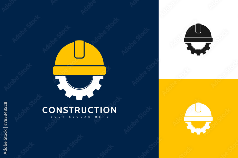 combination of helmet and gear for construction logo, vector design combination of helmet and gear for construction logo, vector design