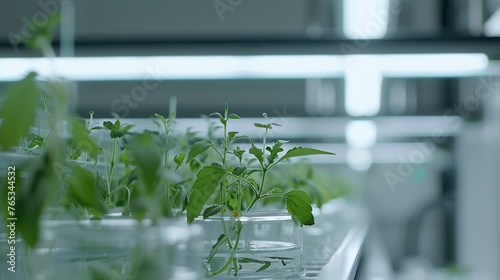 Agricultural scientists are being in a lab. photo