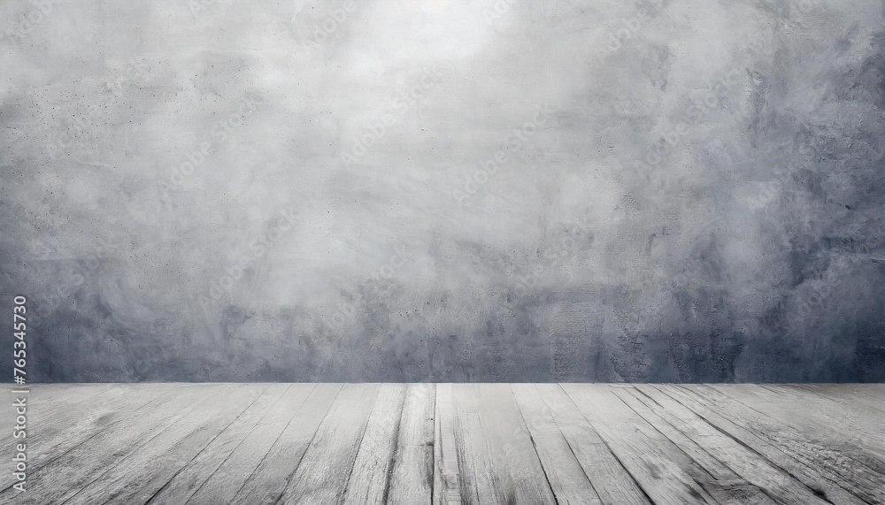 empty grey cement wall room interior studio background and rough floor ...