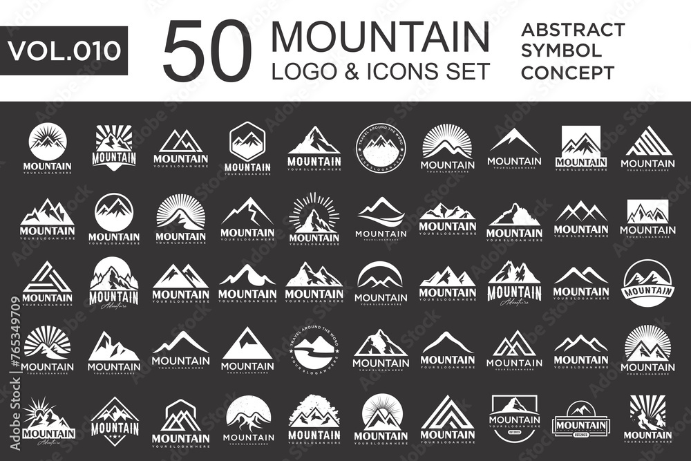 Fototapeta premium Set of abstract mountain logo design template. Vector illustration