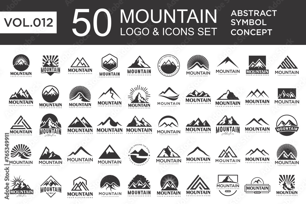 Fototapeta premium Set of abstract mountain logo design template. Vector illustration