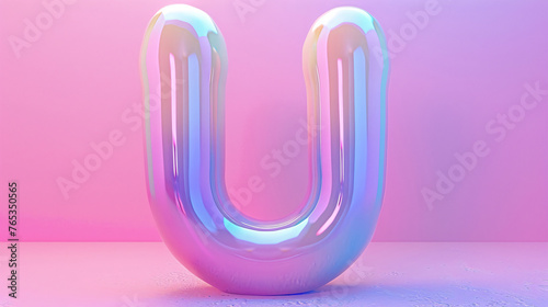 3D rendering letter U, 3d style decorated capital letter U