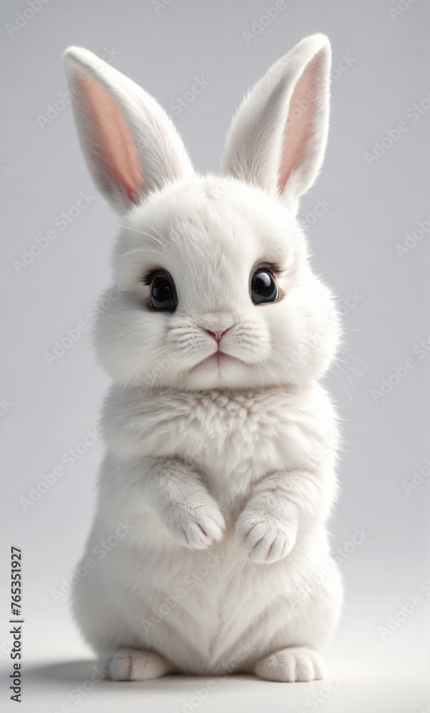 shy bunny in white background