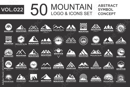 Set of abstract mountain logo design template. Vector illustration