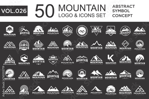 Set of abstract mountain logo design template. Vector illustration