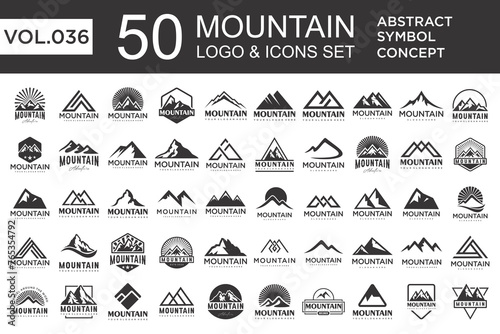 Set of abstract mountain logo design template. Vector illustration