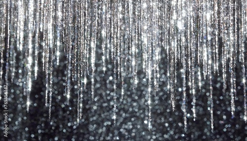 silver glittering rain like a curtain background with blank space © Tomas