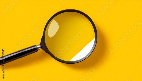 magnifying glass loupe search symbol on yellow background with copy space banner photo