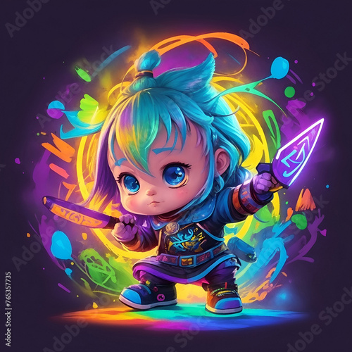 Colored baby character illustration hero on flat backround