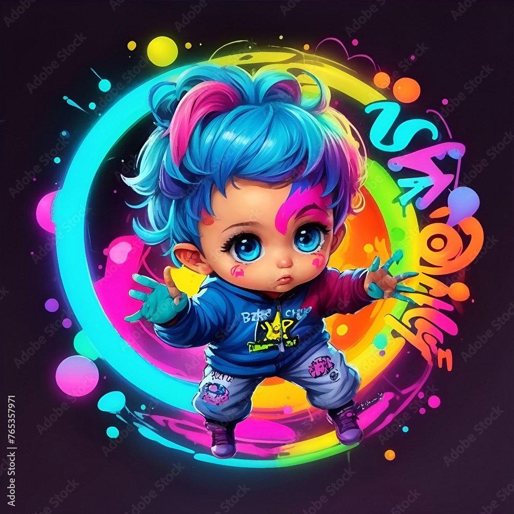 Colored baby character illustration hero on flat backround Colored baby character illustration hero on flat backround