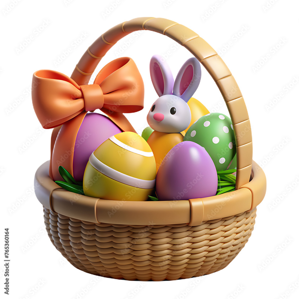 a basket of colorful easter eggs sits next to a basket of colorful eggs.