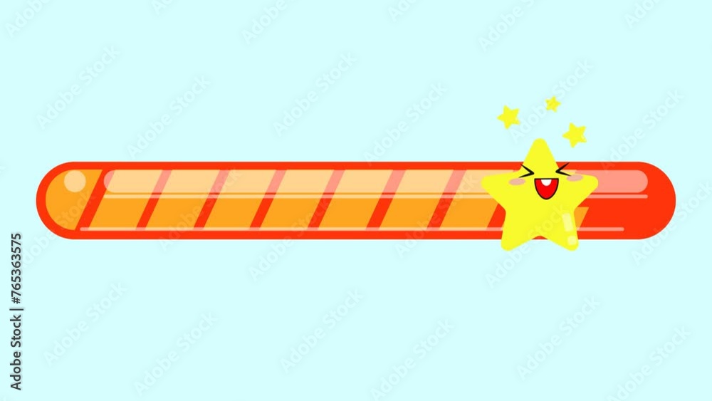 Animation of cute star progress loading bar for template background