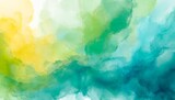 abstract colorful watercolor paint blue green yellow background with liquid fluid texture for background banner