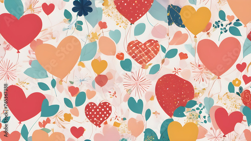 Love, Valentine's Day concepts  Heart elements background for love concept design. AI generated image