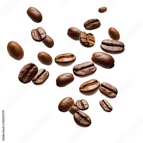 Falling coffee beans isolated on white and transparent background © SHOHIDGraphics