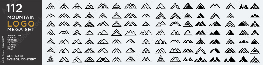 Simple mountain icon set logo in a modern style . Vector illustration Simple mountain icon set logo in a modern style . Vector illustration