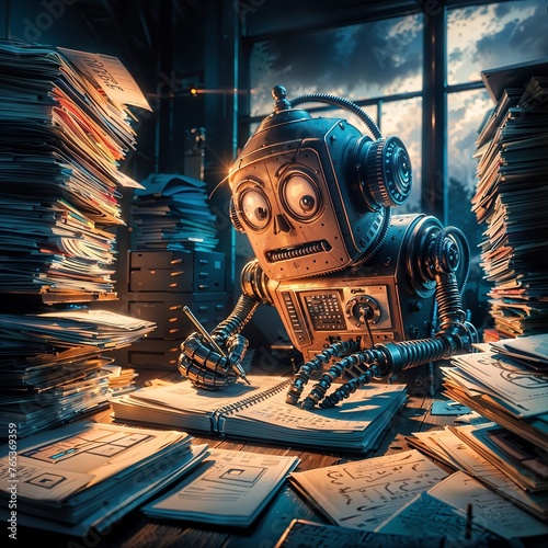 chatgpt, office, robot, ai, unemployment, llm, data, bot, claude, automation, research, writing, copywriting, proofreading photo