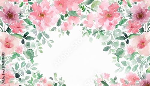 floral frame with watercolor flowers decorative flower background pattern watercolor floral border background © Heaven