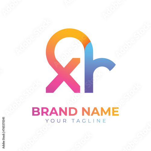 Letter xr colorful logo, vector gradient logo design template