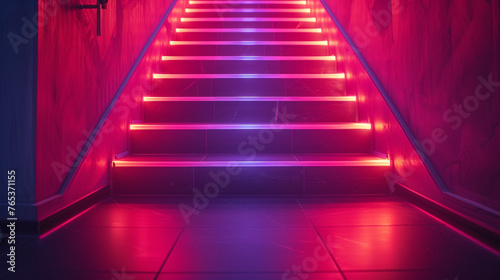 Futuristic LED staircase with customizable lighting, adding a touch of modern elegance and functionality to your home.