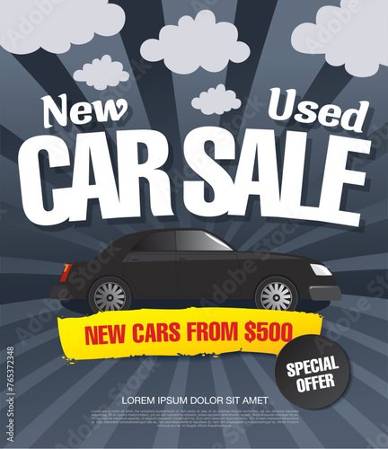 Car sale banner layout design vector illustration