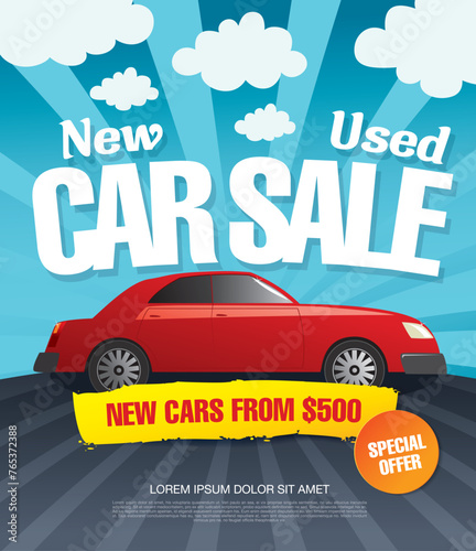 Car sale banner layout design vector illustration