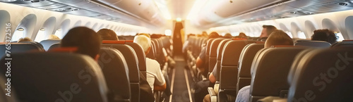 Blur Background of an airplane with passengers © powerstock