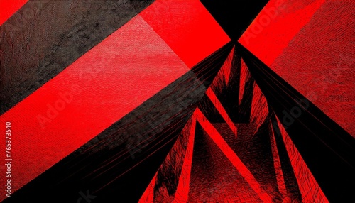 red and black geometric triangle shapes define this abstract modern background texture enhanced by grainy noise the image embodies a sophisticated interplay of lines angles and textures photo