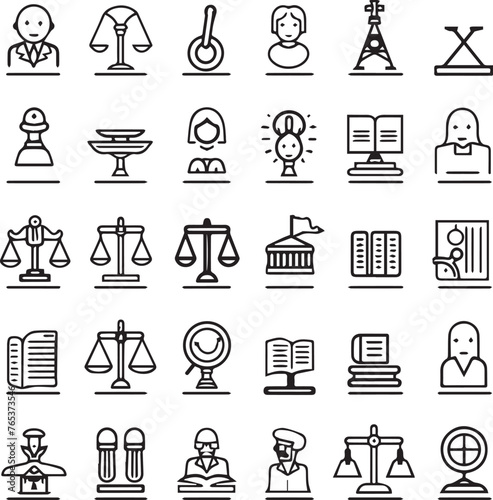 Law and justice minimal thin line icon outline