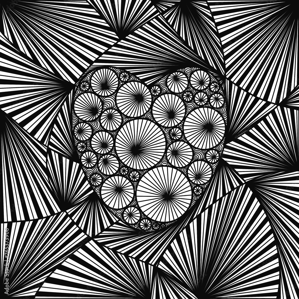 Abstract, Doodle, Doodle abstract lines consist of lines, curved soft line patterns consisting of hearts, art, black lines with white background.