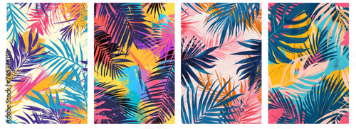 Tropical leaves vector background. Colourful abstract hand-drawing vector illustration. © Kar