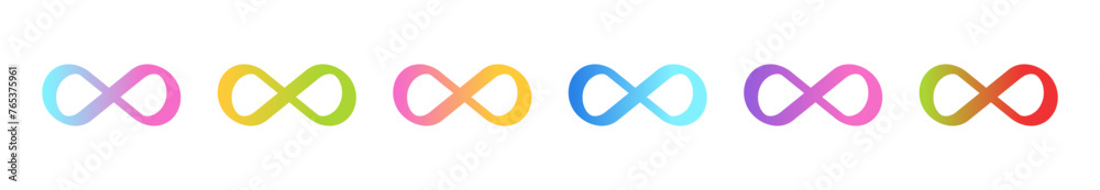 Set of gradient infinity symbol illustration vector