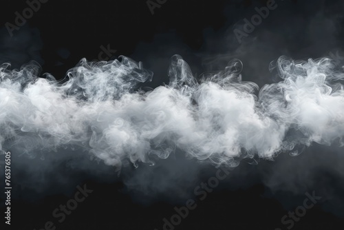 White fog or smoke isolated on dark transparent background .