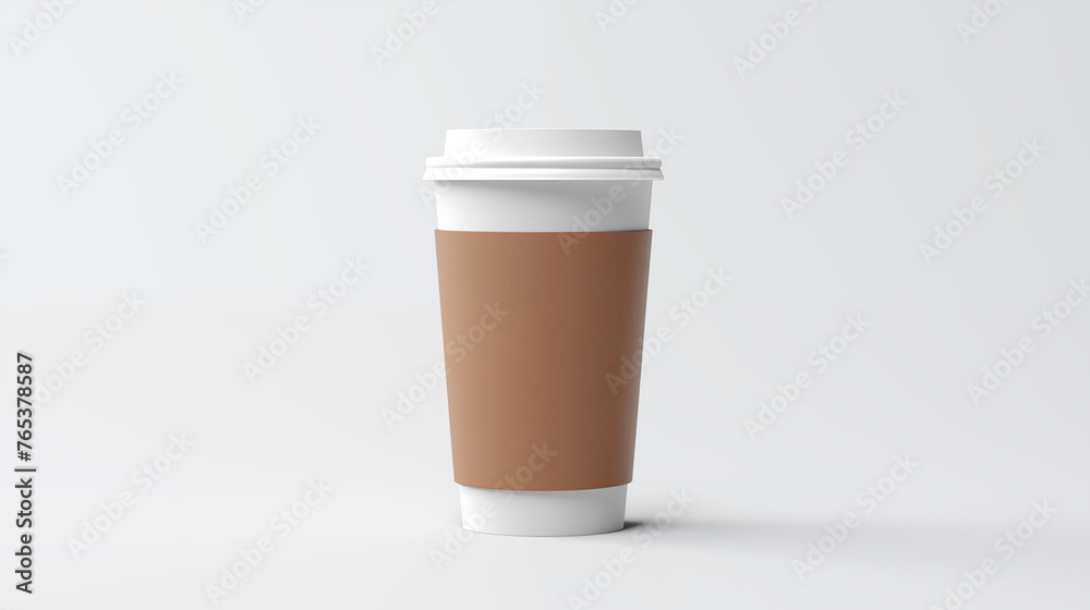 Coffee paper cups on white background with text space, font view Coffee paper cups on white background with text space, font view