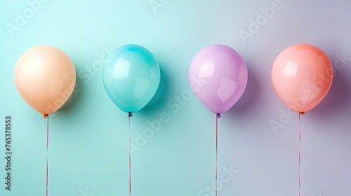 pastel color ballons isolated on background  photo