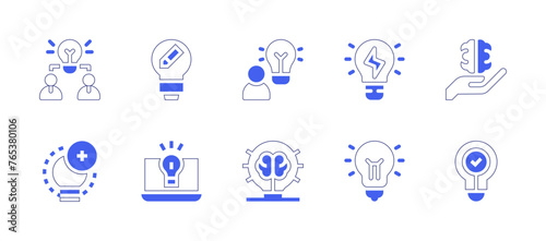 Idea icon set. Duotone style line stroke and bold. Vector illustration. Containing idea  teamwork  ideas.