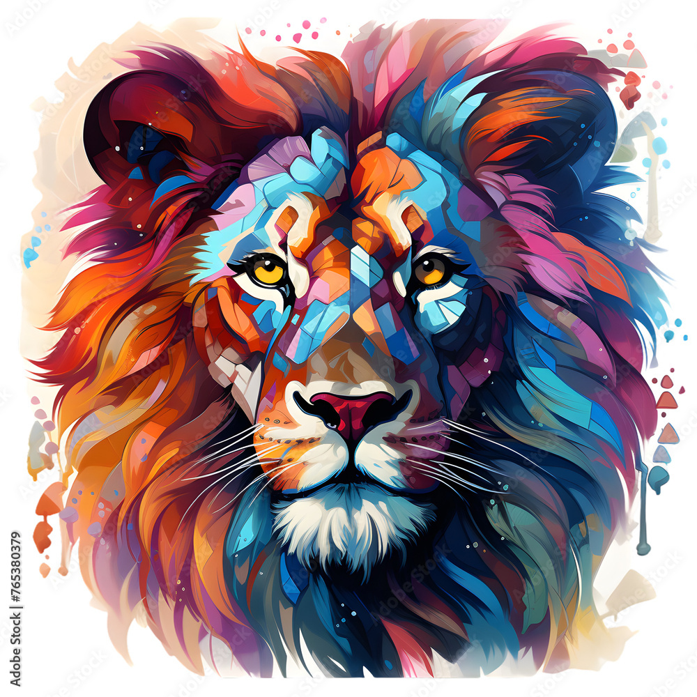 t-shirt on printing cartoon Lion multicolored 3d rendering isolated on transparent background