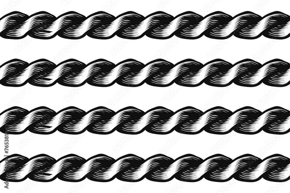 abstract design of  Knitting braids rope pattern. Vector illustration strands of rigging - obrazy, fototapety, plakaty 