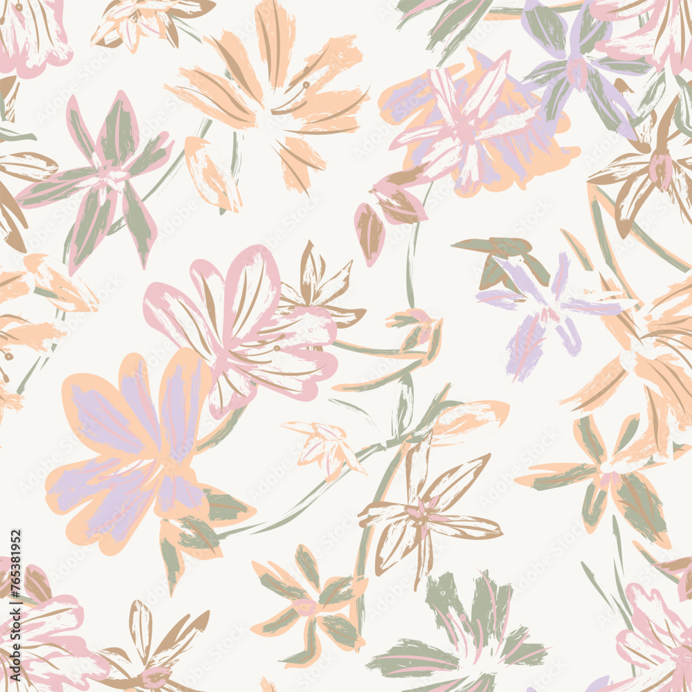 Obraz premium Pastel Abstract Floral Seamless Pattern Design