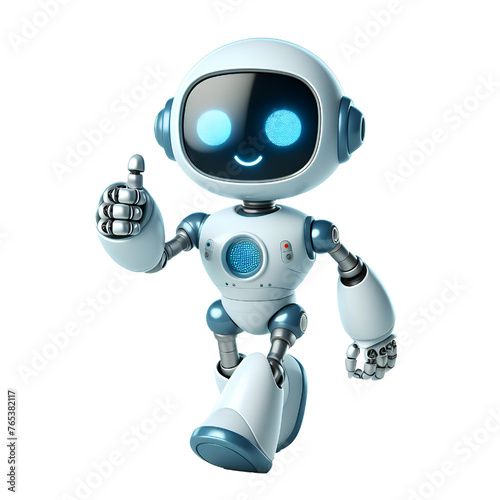 3D robot giving thumbs up isolated on white background