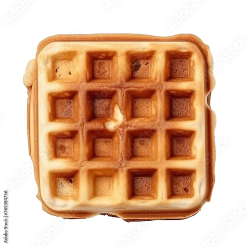 Top view of soft square waffles sandwich isolated on white or transparent background photo