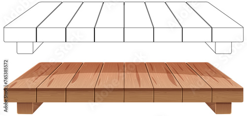 Vector illustration of a wooden platform bed