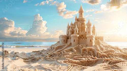 Fantasy castle made from beach sand